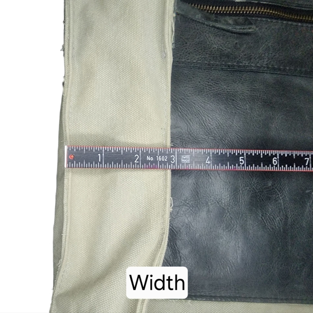 Vintage Addiction Ash Grey/Black Canvas & Leather Crossbody - Picture 8 of 8